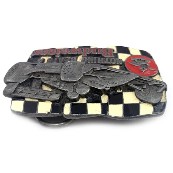 Budweiser Racing Belt Buckle Nothing Beats A Bud Pewter Indy Car Vintage 1992 - Picture 4 of 6